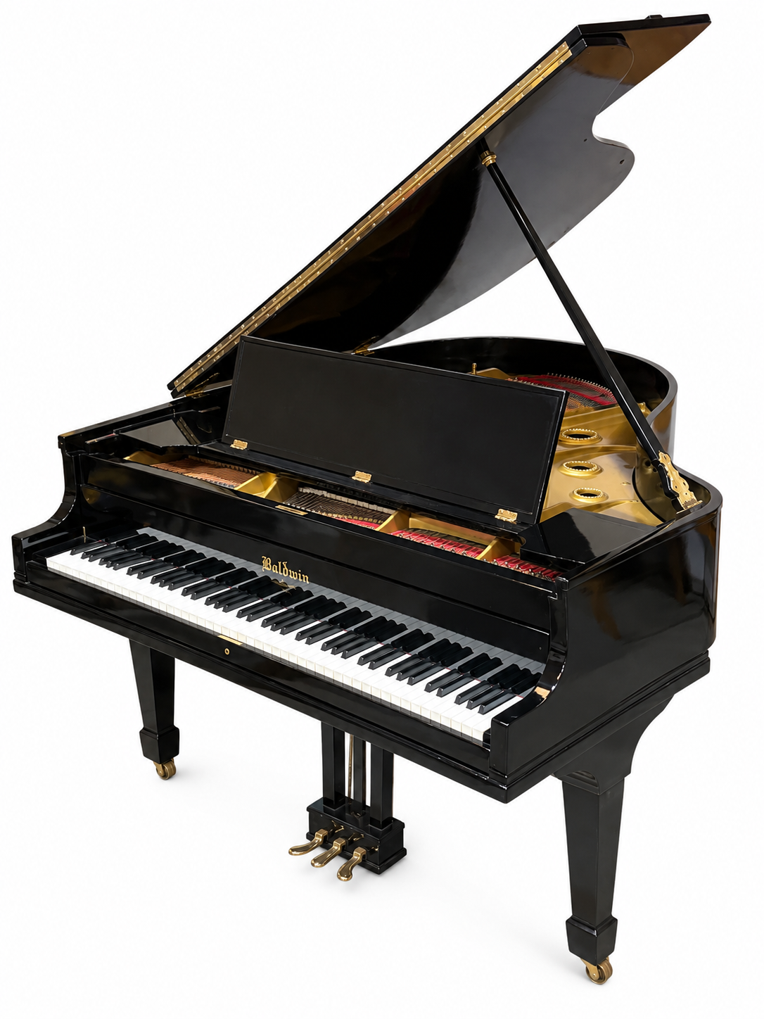 Restored Baldwin grand piano in polished ebony