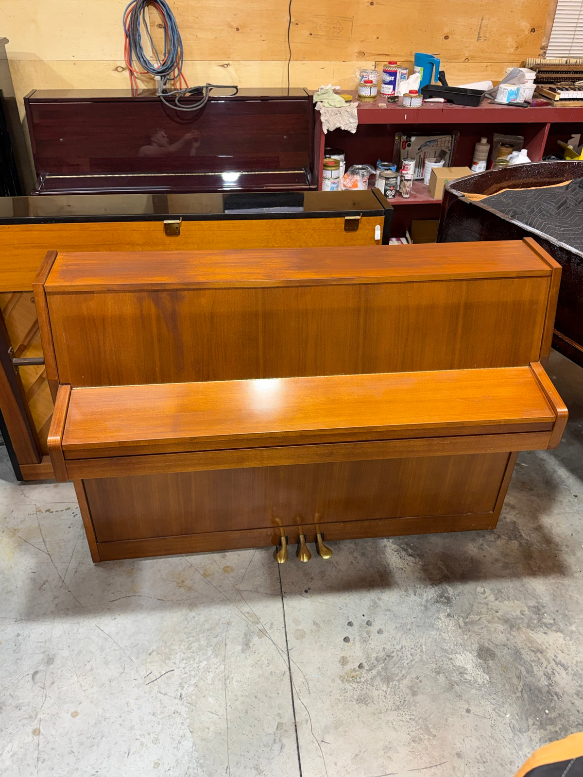 Baldwin upright piano closed, front view