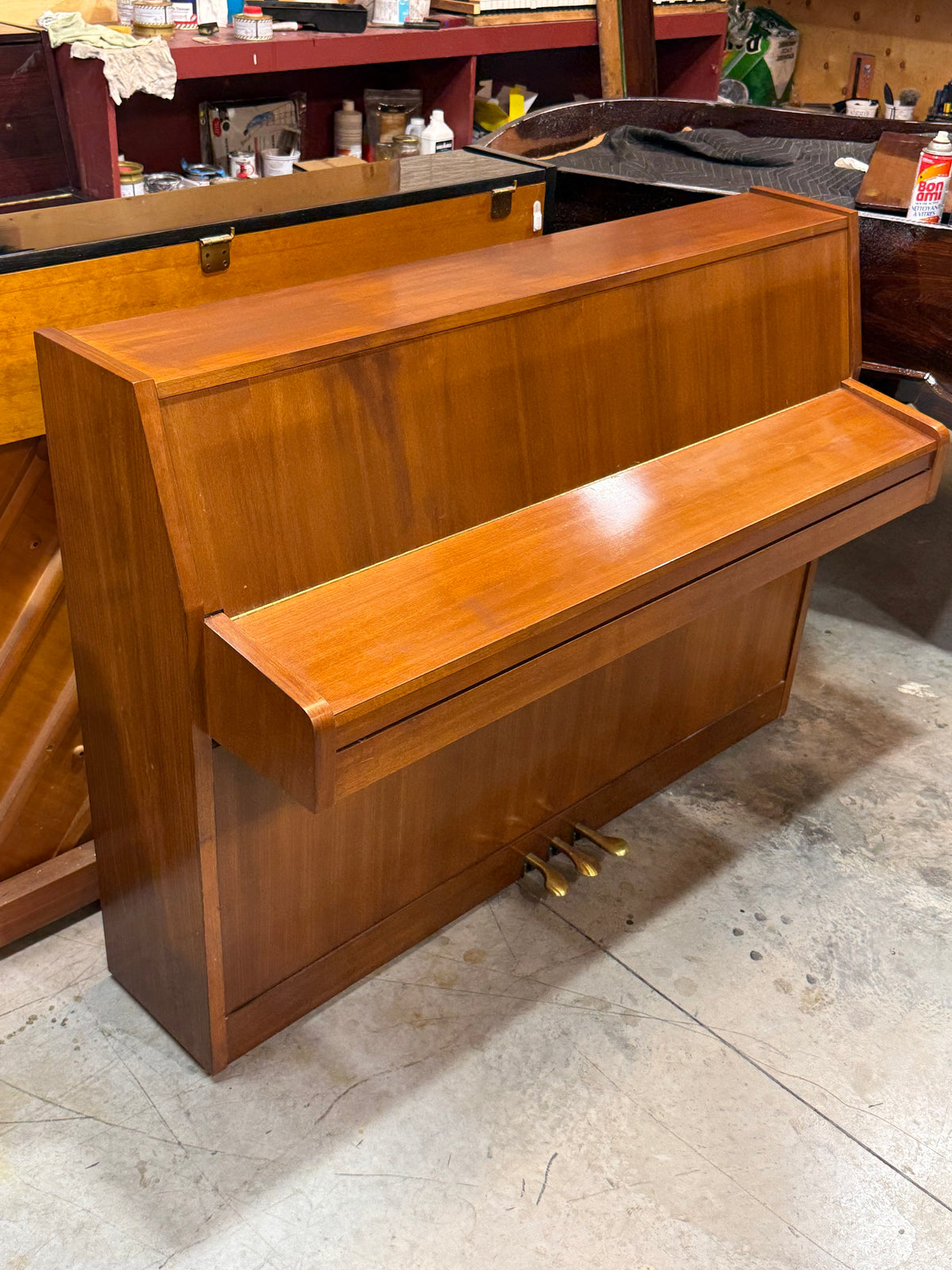 Baldwin upright piano in satin walnut, closed