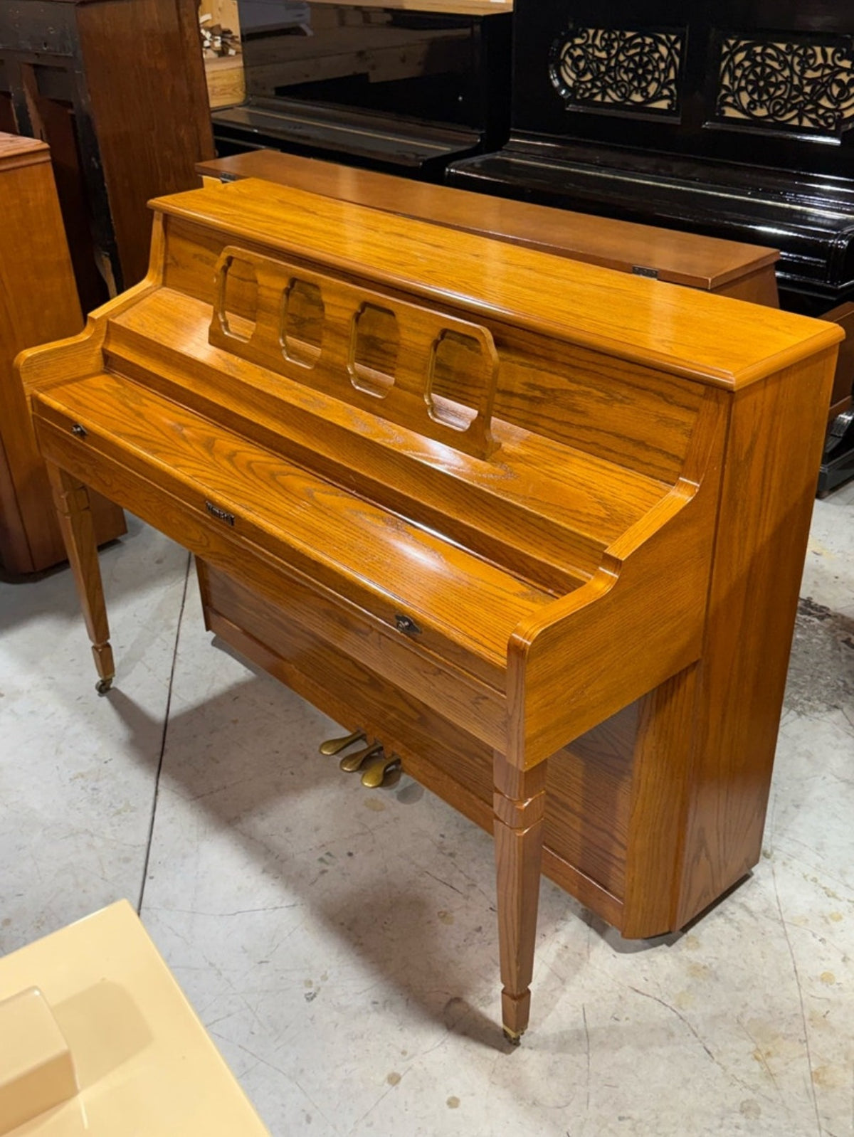 Kimball console piano with fallboard closed