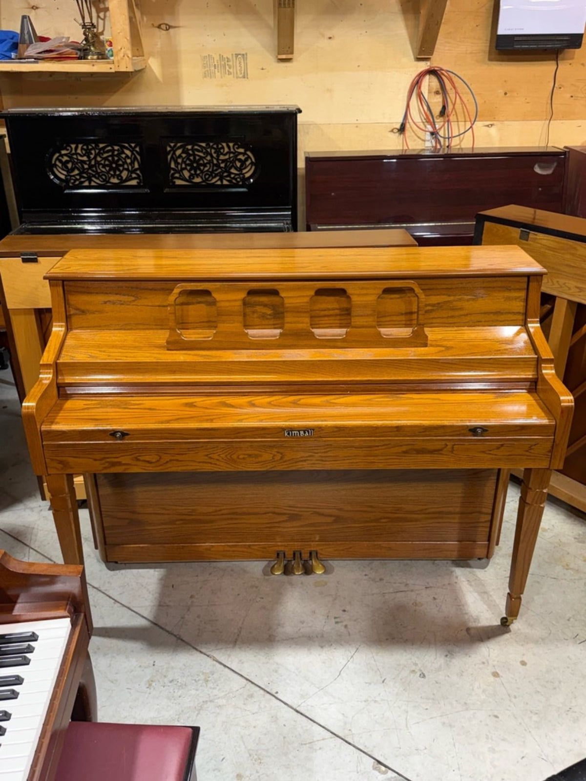 Kimball console piano closed, front view
