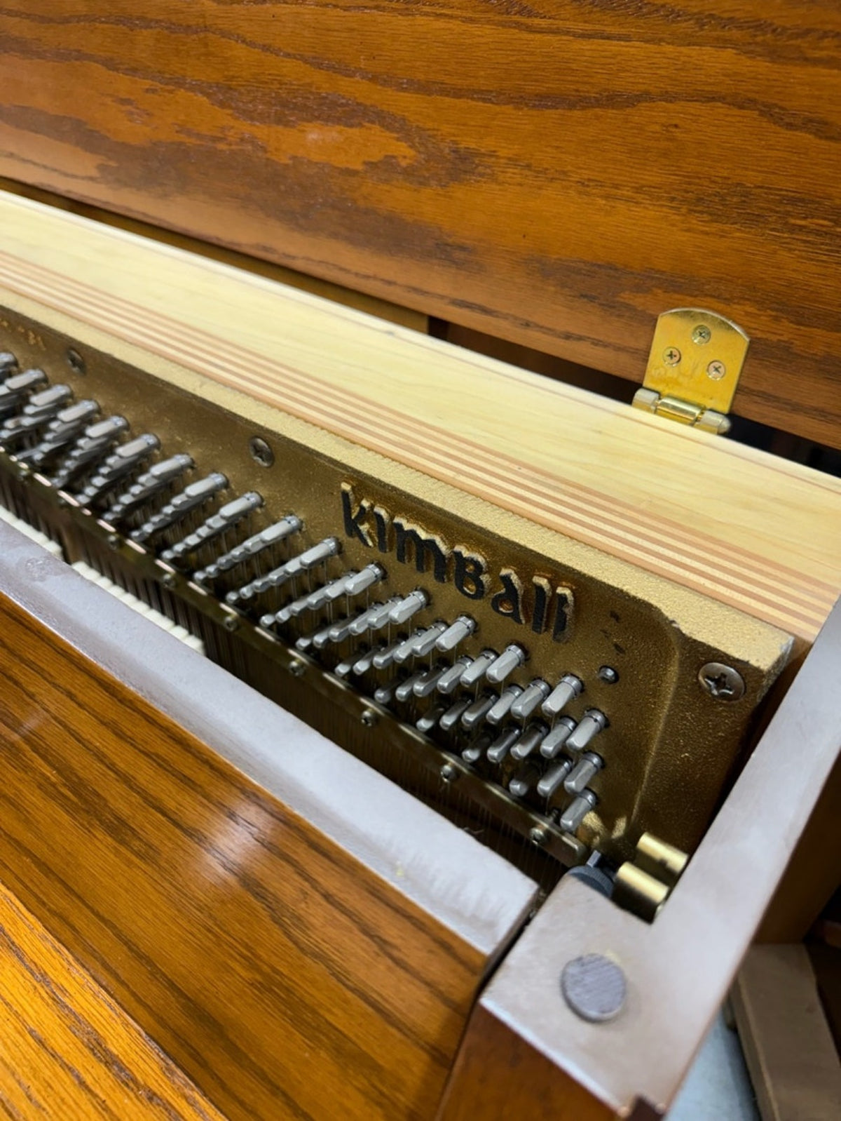 Kimball cast iron plate inside the piano