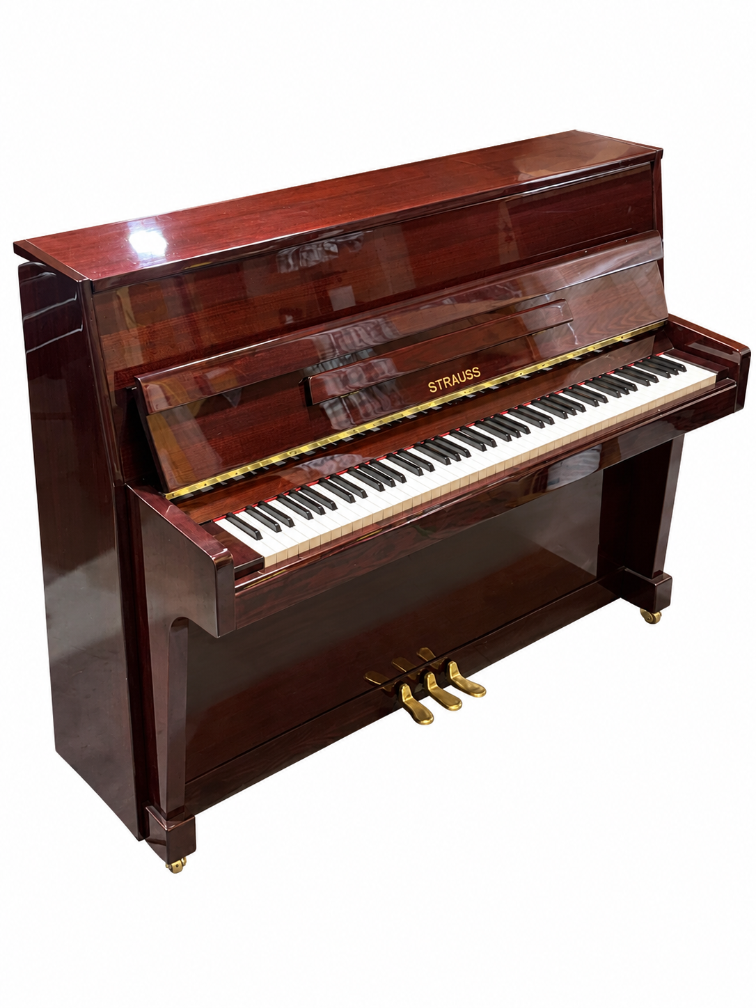 Strauss upright piano in polished mahogany