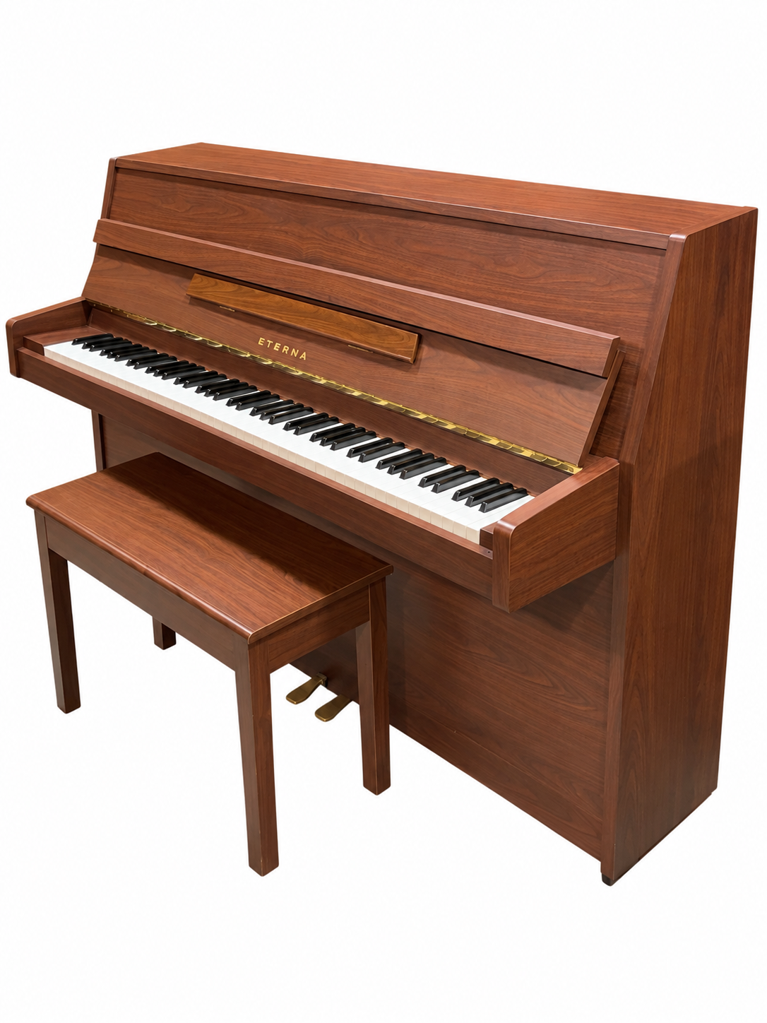 Yamaha Eterna ER-10 upright piano in walnut finish with matching bench