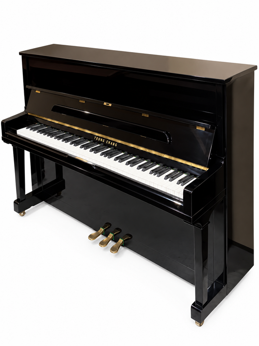 Young Chang E-118 upright piano in polished ebony